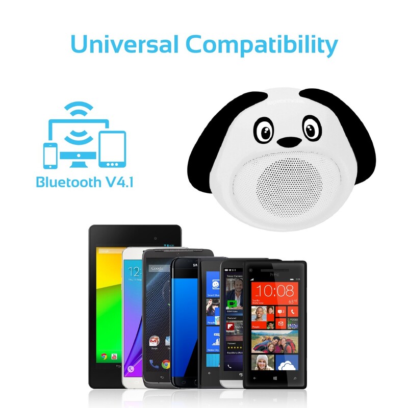 Promate Snoopy Wireless Speaker, Portable Kids Bluetooth v4.1 Speaker with HD Sound Quality, Hands-Free Call Function and Cute Dog Design, White