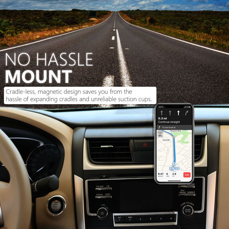 Promate AirGrip Magnetic AC Vent Car Phone Mount, Universal with Built-In 6 Strong Magnets, Anti Slip Surface and 360 Rotation Air Vent, Maroon