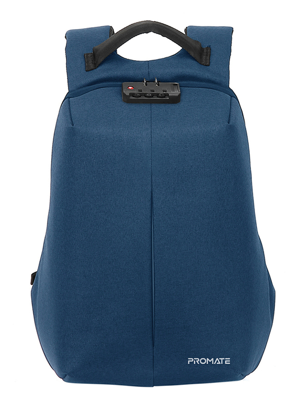 Promate Defender 13 inch Backpack Laptop Bag, Anti-Theft Business Travel, USB Charging Port, Secure Hidden Pocket, Water Resistant and Luggage Strap, Blue