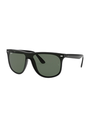 Ray-Ban Full-Rim Rectangle Black Sunglasses Unisex, Green Lens, 0RB4447N 60171, 40/138/145
