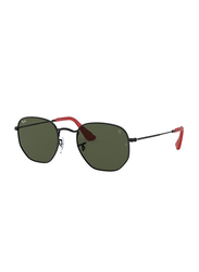 Ray-Ban Full-Rim Hexagonal Black Sunglasses Unisex, Green Lens, 0RB3548NM F00931, 51/21/145
