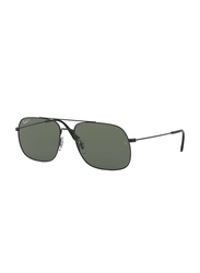 Ray-Ban Full-Rim Square Black Sunglasses Unisex, Green Lens, 0RB3595 90149A, 59/17/145