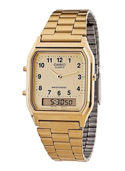 Casio Analog/Digital Watch for Men with Stainless Steel, Water Resistant, AQ230GA-9B, Gold