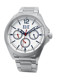 Eliz Analog Watch for Men with Stainless Steel Band, Water Resistant and Chronograph, ES8679G2SWS, Silver-White