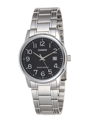 Casio Analog Watch for Men with Stainless Steel Band, Water Resistant, MTP-V002D-1B, Silver-Black
