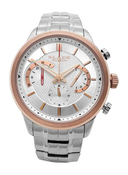 Blade Cachet Analog Watch for Men with Stainless Steel Band, Water Resistant and Chronograph, 3552G2UWS, Silver-Rose Gold/Silver