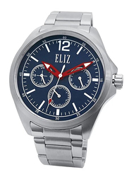 Eliz Analog Watch for Men with Stainless Steel Band, Water Resistant and Chronograph, ES8679G2SBS, Silver-Blue