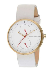 Bart & Melon Analog Unisex Watch with Leather Band, Water Resistant and Chronograph, 15-DG016-2-GWW, White