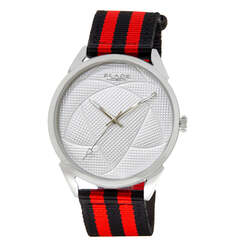 BLADE Retro Futbol Black-Red 3697GSW6M SS & Nylon 3-Hands Unisex Watch