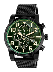 Blade Centurion Analog Watch for Men with Stainless Steel Band, Water Resistant and Chronograph, 3547G2NEN, Noir Black-Green