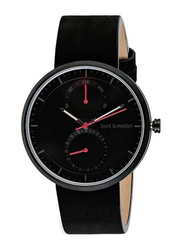 Bart & Melon Analog Unisex Watch with Leather Band, Water Resistant and Chronograph, 15-DG016-2-NNN, Black