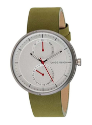 Bart & Melon Analog Unisex Watch with Leather Band, Water Resistant and Chronograph, 15-DG016-2-AWE, Green-White