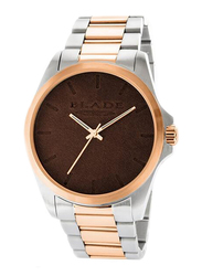 Blade Bowie Analog Watch for Men with Stainless Steel Band, Water Resistant, 3616G2UOU, Rose Gold/Silver-Brown