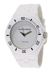 Bart & Melon Analog Watch for Men with Polyurethane Band, Water Resistant, 11-NG006W, White