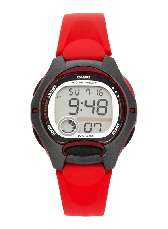 

Casio Digital Watch for Women with Resin Band, Water Resistant, LW200-4A, Red-Black