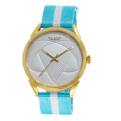 BLADE Retro Futbol White-Sky Blue 3697GGW6A SS & Nylon 3-Hands Unisex Watch