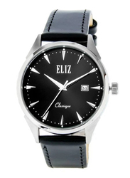 Eliz Classique Analog Watch for Men with Leather Band, Water Resistant, ES8633G1SNN, Black