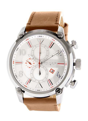 Blade Defender II Analog Watch for Men with Leather Band, Water Resistant and Chronograph, 3554G1SSD, Brown-White