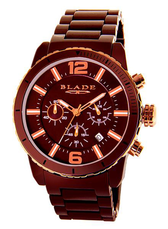 Blade Ceracro Analog Watch for Men with Stainless Steel Band, Water Resistant and Chronograph, 3572G3ROO, Brown-Brown/Rose Gold