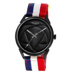 BLADE Retro Futbol Navy Blue-White-Red 3697GNN6E SS & Nylon 3-Hands Unisex Watch