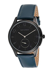 Bart & Melon Analog Unisex Watch with Leather Band, Water Resistant, 15-NG013-2NNB, Black-Blue