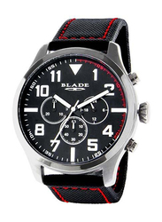 Blade Unite Analog Watch for Men with Leather Band, Water Resistant and Chronograph, 3545G7SNN, Black-Black/Silver