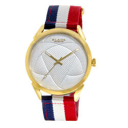 BLADE Retro Futbol Navy Blue-White-Red 3697GGW6E SS & Nylon 3-Hands Unisex Watch