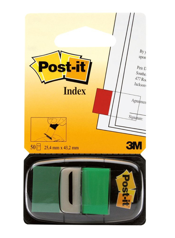 3M Post-It 680-3 Tape Flags, 25.4 x 43.18mm, 50 Sheets, Green
