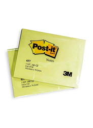 3M Post-it 657 Sticky Notes, 76 x 101mm, 100 Sheets, Yellow