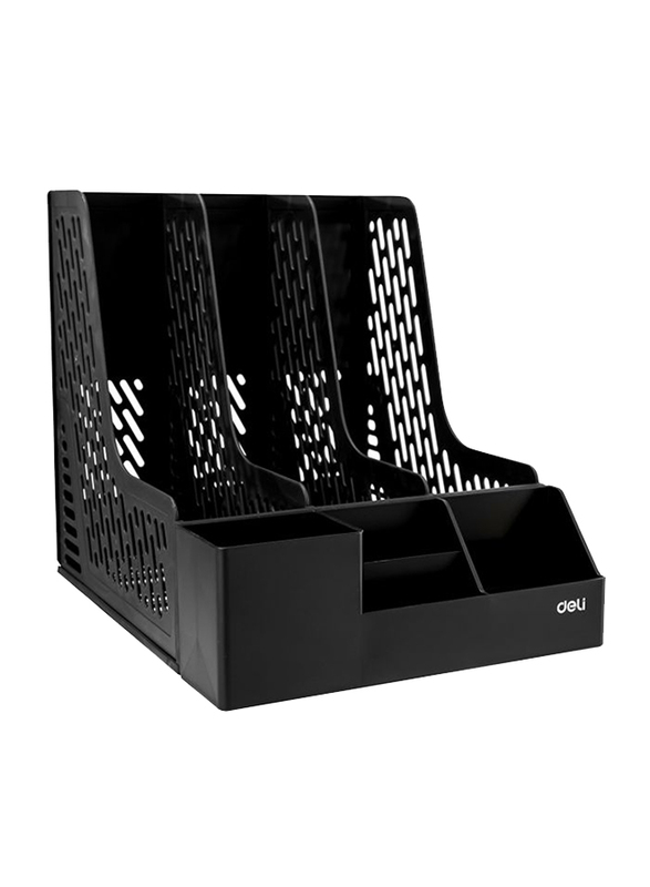 

Deli EZ00122 Magazine Rack with Organizer, Black