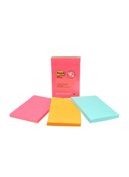 3M Post-It 660-3An Neon Colors Lined Sticky Notes, 101 x 152mm, 3 x 100 Sheets, Multicolor