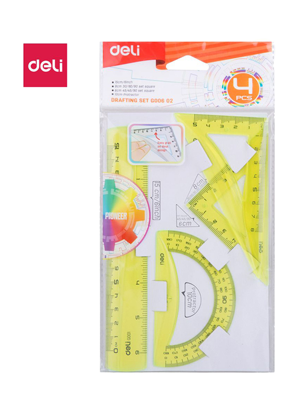 Deli 602 4-Piece Drafting Set, Multicolor