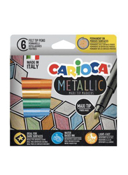Carioca 6-Piece Felt Tip Metallic Maxi Marker Set, Multicolour