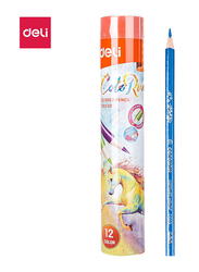 Deli EC00308 Color Pencil with Metal Tube, 12 Pieces, Multicolor
