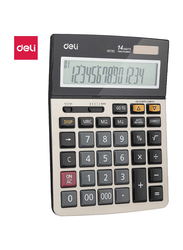 Deli E1672C 14 Digits Metal Calculator, White/Black