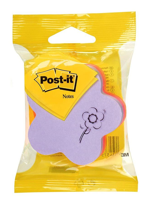 

3M Post-It 2007F-225 Flower Neon Colors Sticky Notes, 70 x 70mm, 3 x 75 Sheets, Multicolor