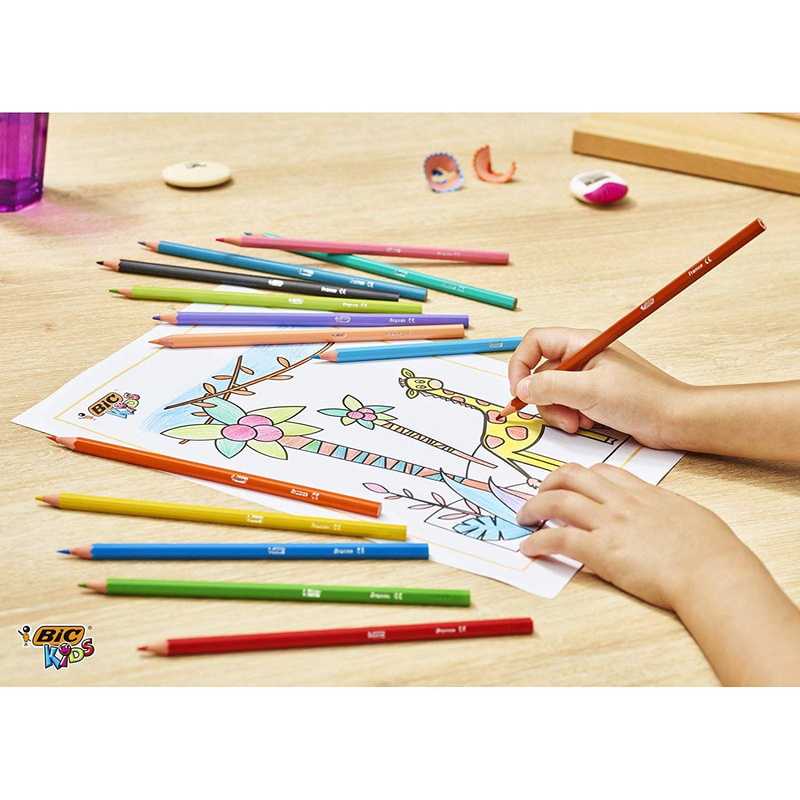 BIC Kids Tropiclor Color Pencil, 12 Pieces, Multicolor