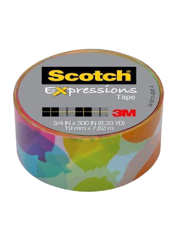 3M Scotch C214-P8 Expressions Tape, 19mm x 762 meters, Multi Watercolor