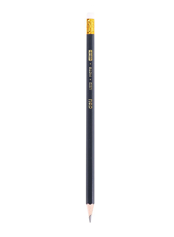 Deli EU20200 Graphite Pencil with Eraser, 12 Pieces, Black