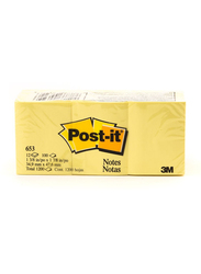 3M Post-It 653 Sticky Notes, 34.9 x 47.6mm, 12 x 100 Sheets, Yellow