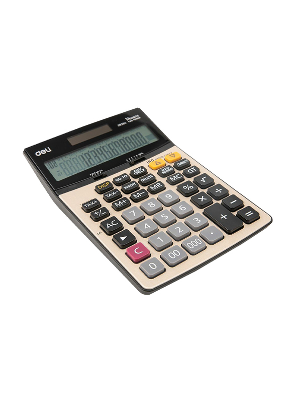 Deli E39264 14 Digits Calculator with 150 Steps Check, Grey/Black