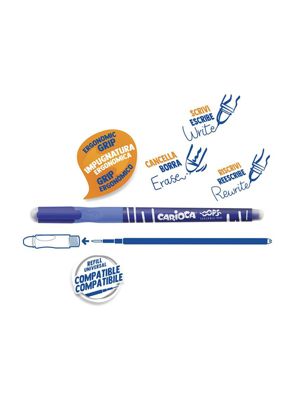 Carioca Oops Blister Erasable Pen, Blue