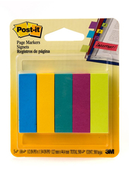 3M Post-It 670-5AU Page Marker, 12.7 x 47.6mm, 5 x 100 Sheets, Multicolor