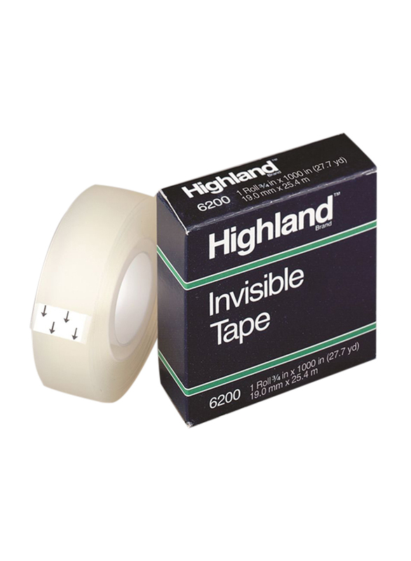3M Highland 6200 Invisible Tape, 19mm x 36Yards, Clear