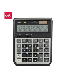Deli EM00720 12 Big Digits Metal Calculator, Black/White