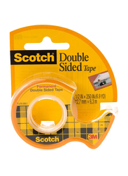 3M Scotch 136 Double Sided Tape with Dispenser, 12.7mm x 6.3 meters, Clear