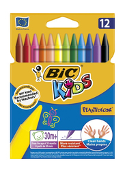 BIC Plastidecor Crayorns, 12 Pieces, Multicolor