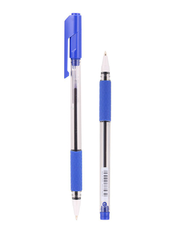 Deli Q01030 Arrow Soft Grip Ball Pen, 12 Pieces, 7mm, Blue