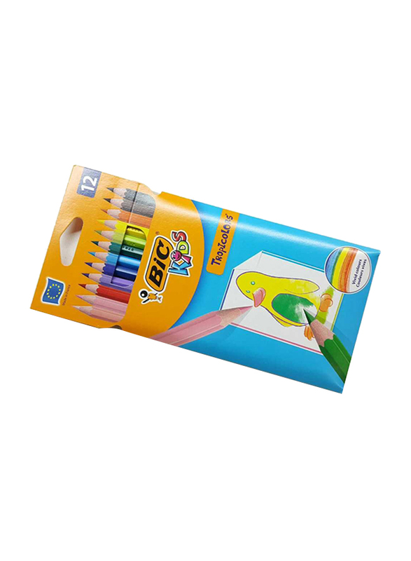 BIC Kids Tropiclor Color Pencil, 12 Pieces, Multicolor