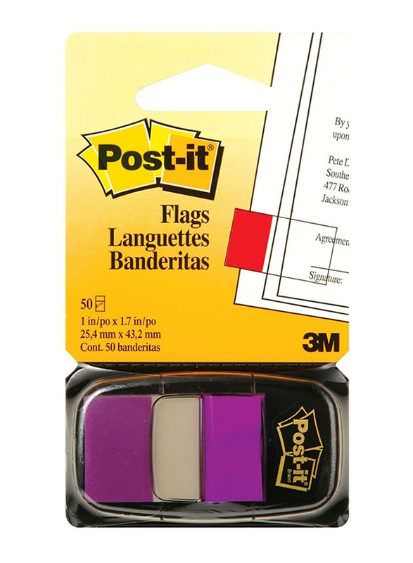 3M Post-It 680-8 Tape Flags, 25.4 x 43.18mm, 50 Sheets, Purple